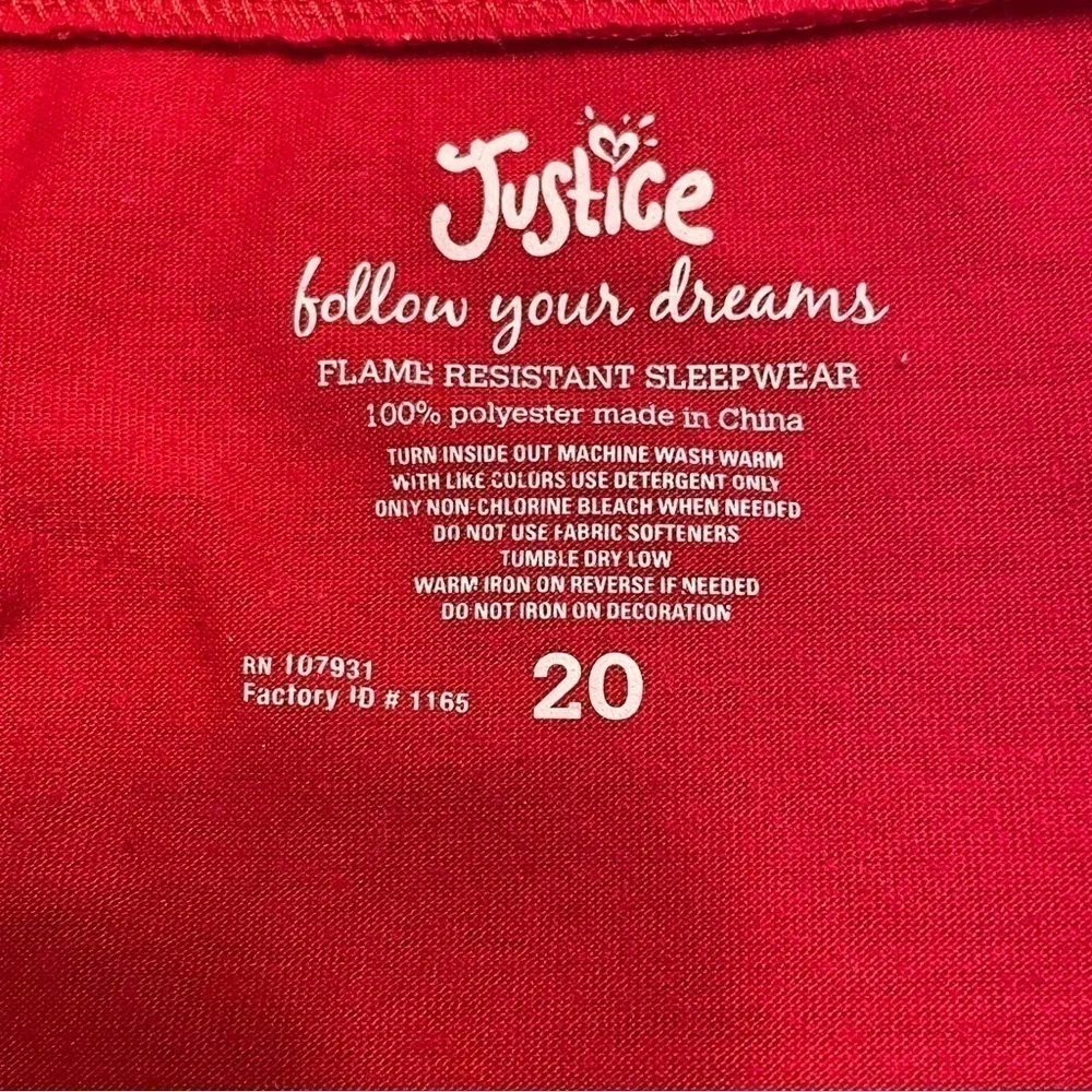 Justice Christmas Reindeer Long Sleeve Red Graphic Tee Size 20
